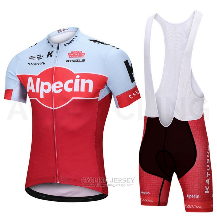 2018 Cycling Jersey Katusha Alpecin Red Short Sleeve and Bib Short